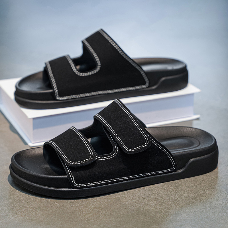 Couple leather soft soled beach sandals