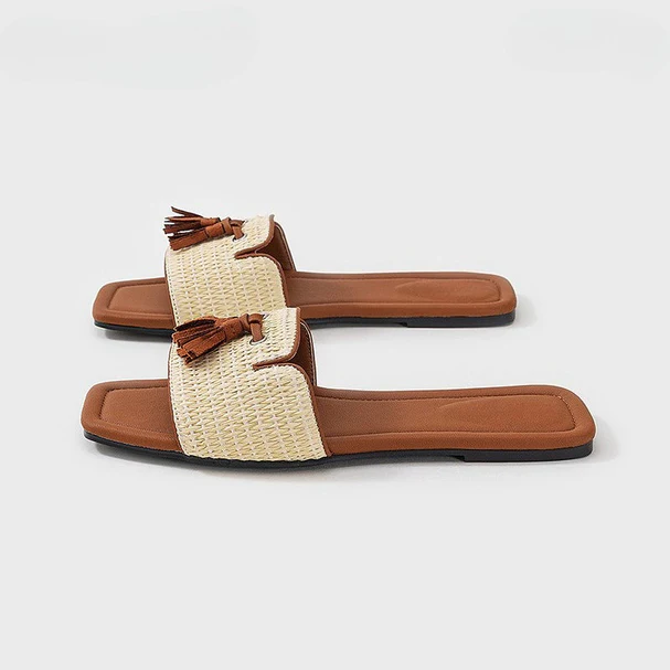 Chic Woven Tassel Summer Slides