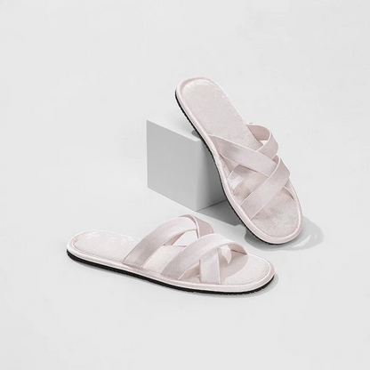 Satin Cross Strap Slides