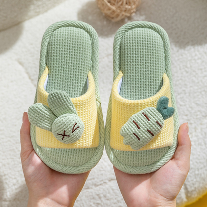 Four season anti slip linen slippers for children