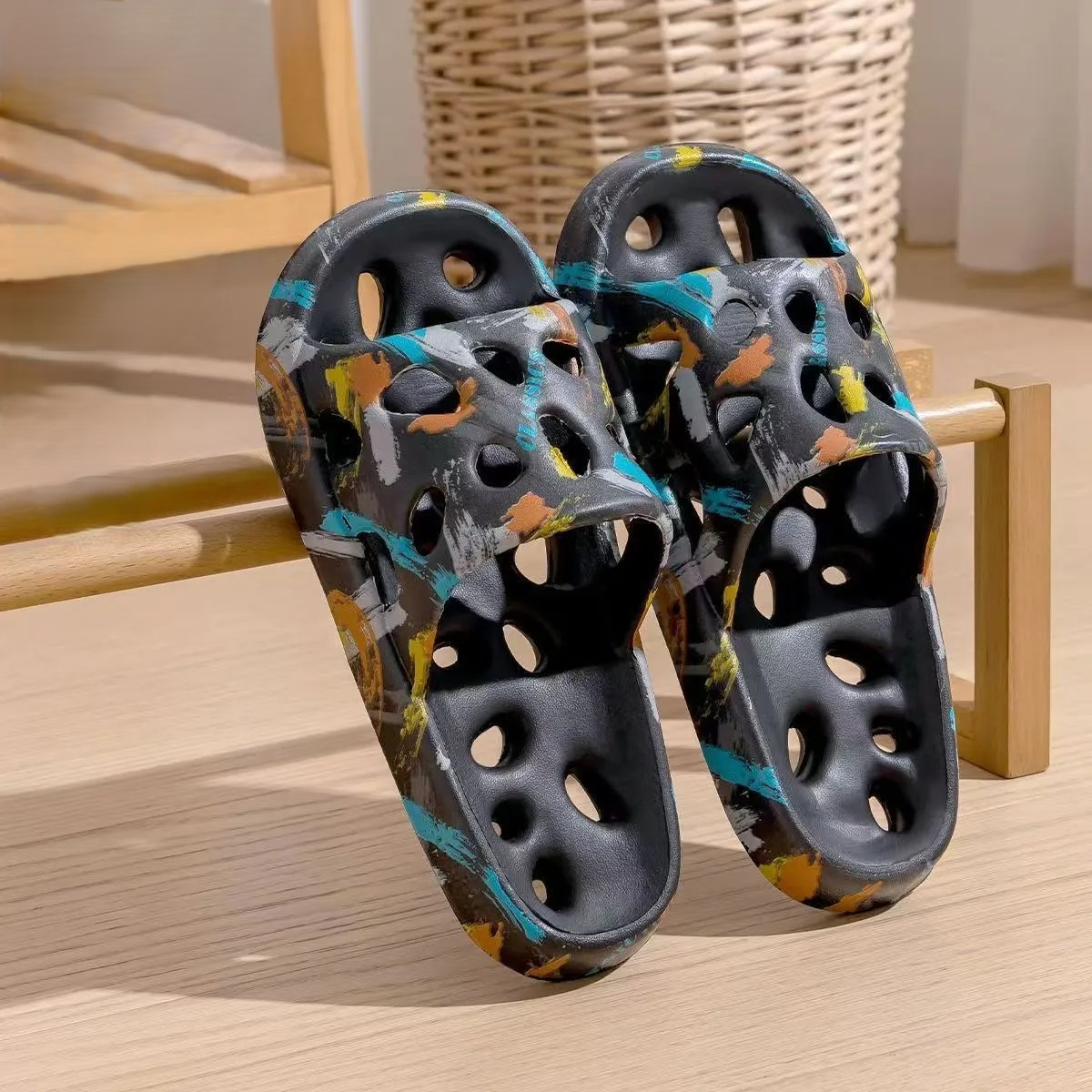 Bathroom specific hollow out anti slip slippers