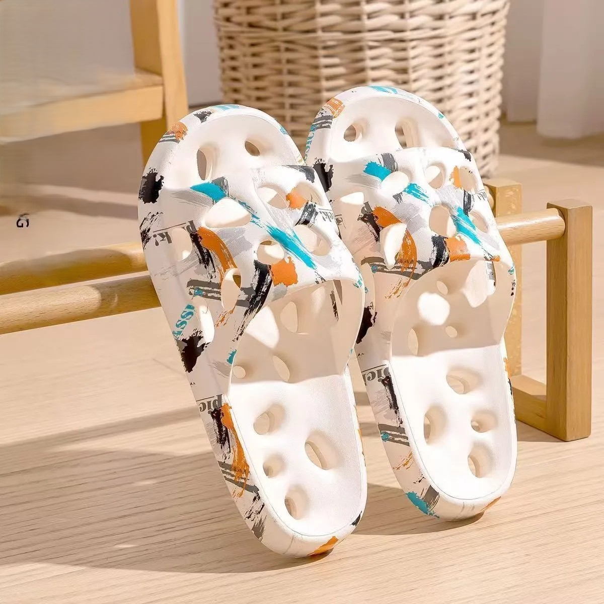 Bathroom specific hollow out anti slip slippers