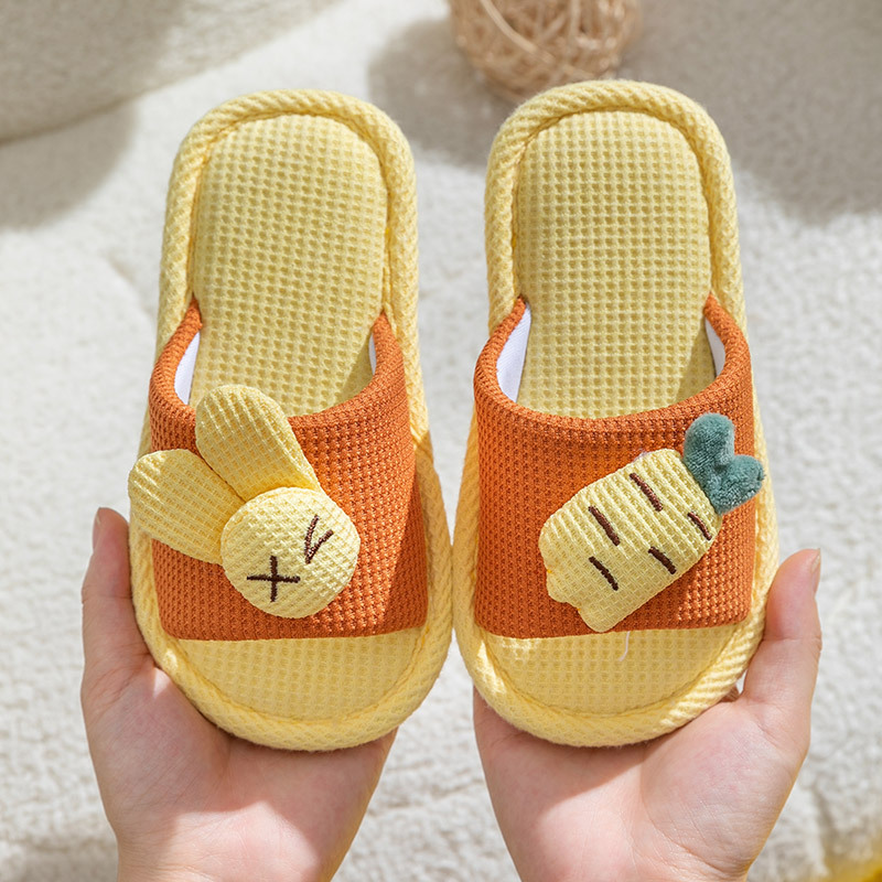 Four season anti slip linen slippers for children