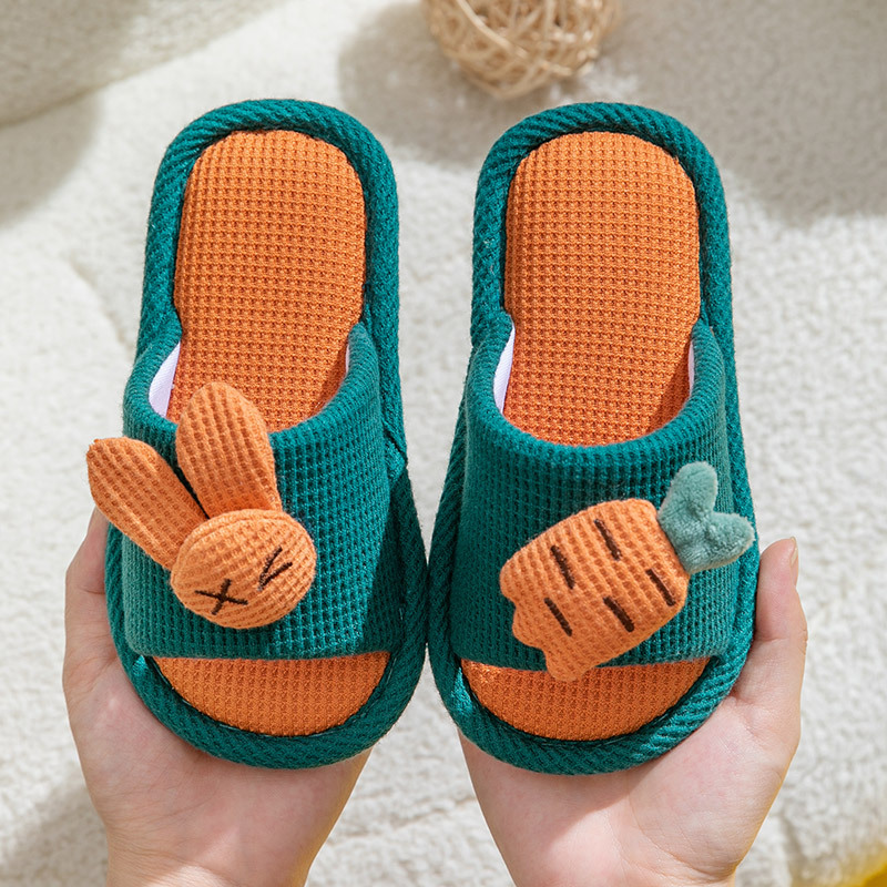 Four season anti slip linen slippers for children