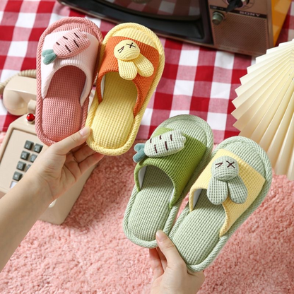 Four season anti slip linen slippers for children