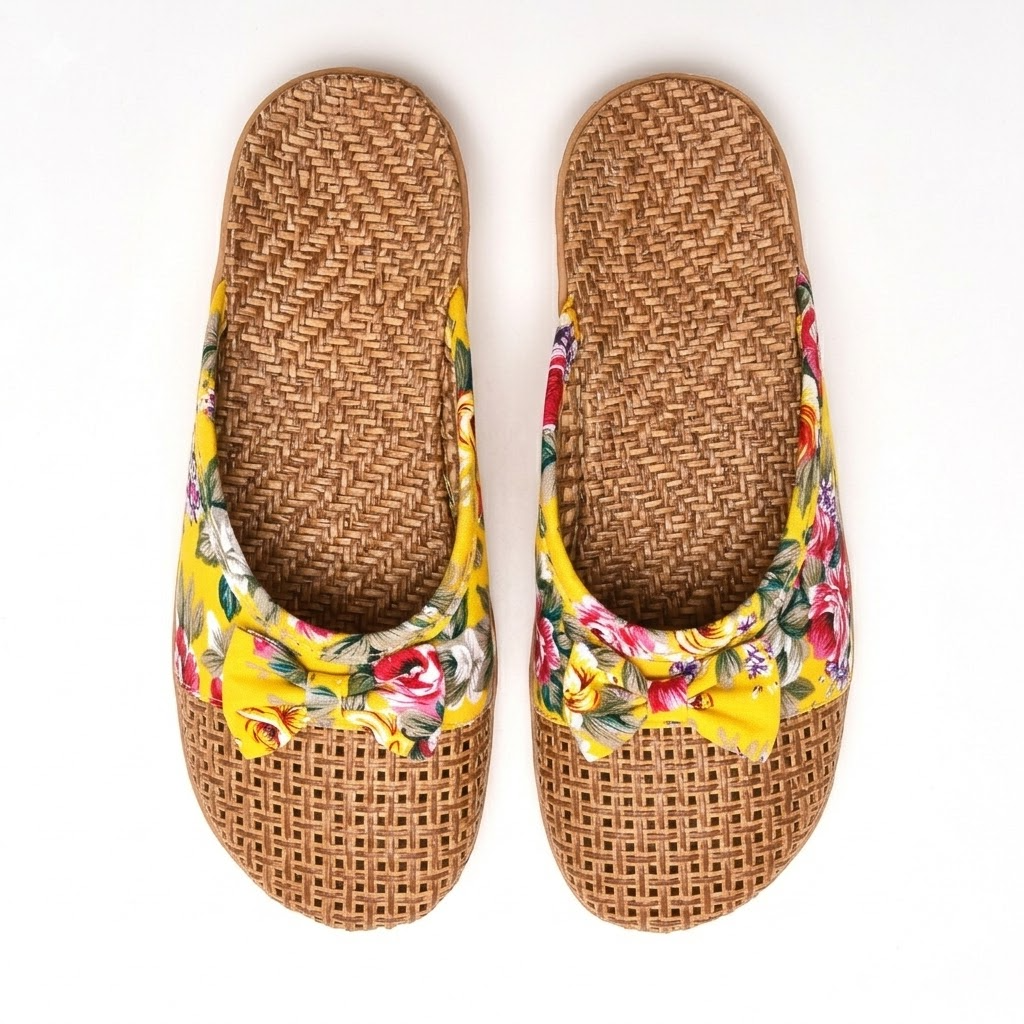 Linen woven women's slippers