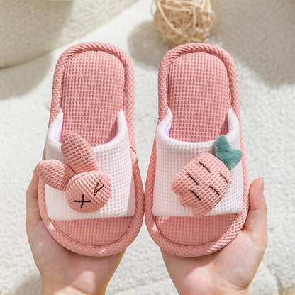 Four season anti slip linen slippers for children