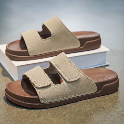 Couple leather soft soled beach sandals