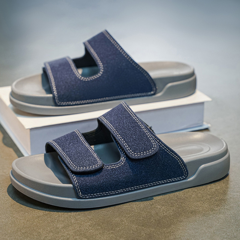 Couple leather soft soled beach sandals