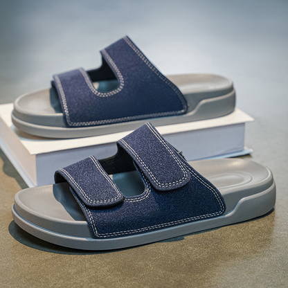 Couple leather soft soled beach sandals