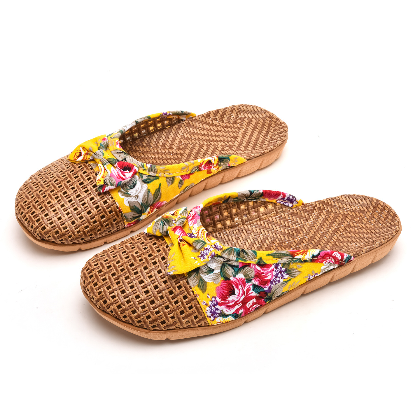 Linen woven women's slippers