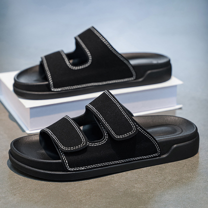 Couple leather soft soled beach sandals