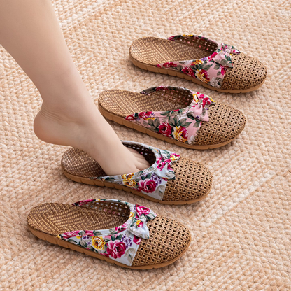 Linen woven women's slippers
