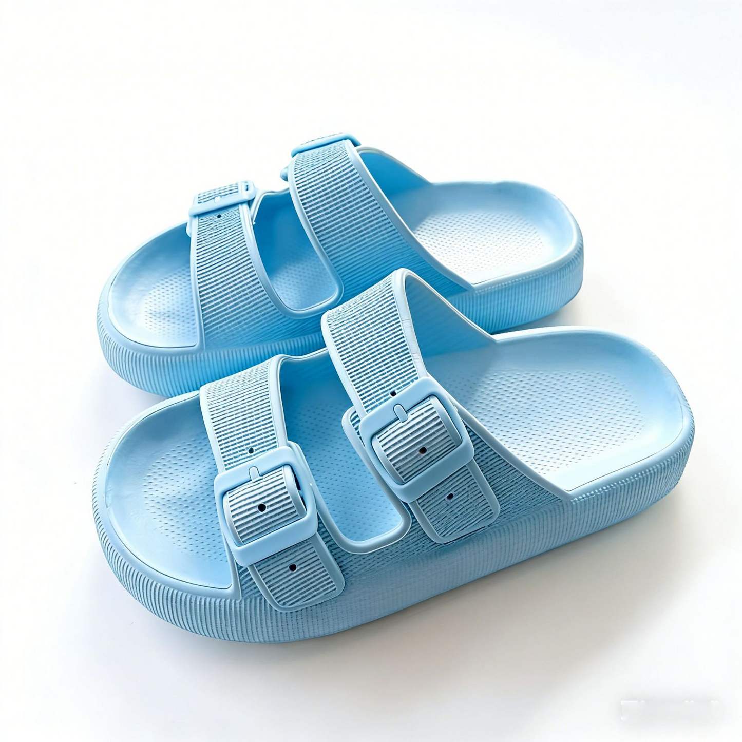 Light luxury double button thick soled slippers