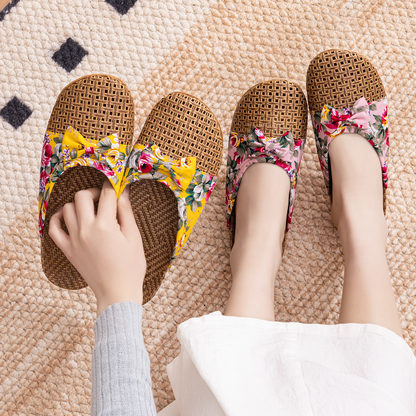 Linen woven women's slippers