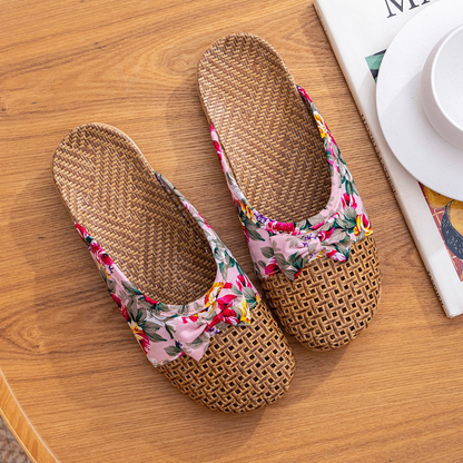 Linen woven women's slippers