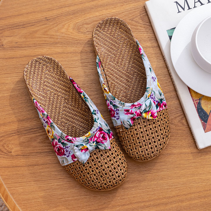 Linen woven women's slippers