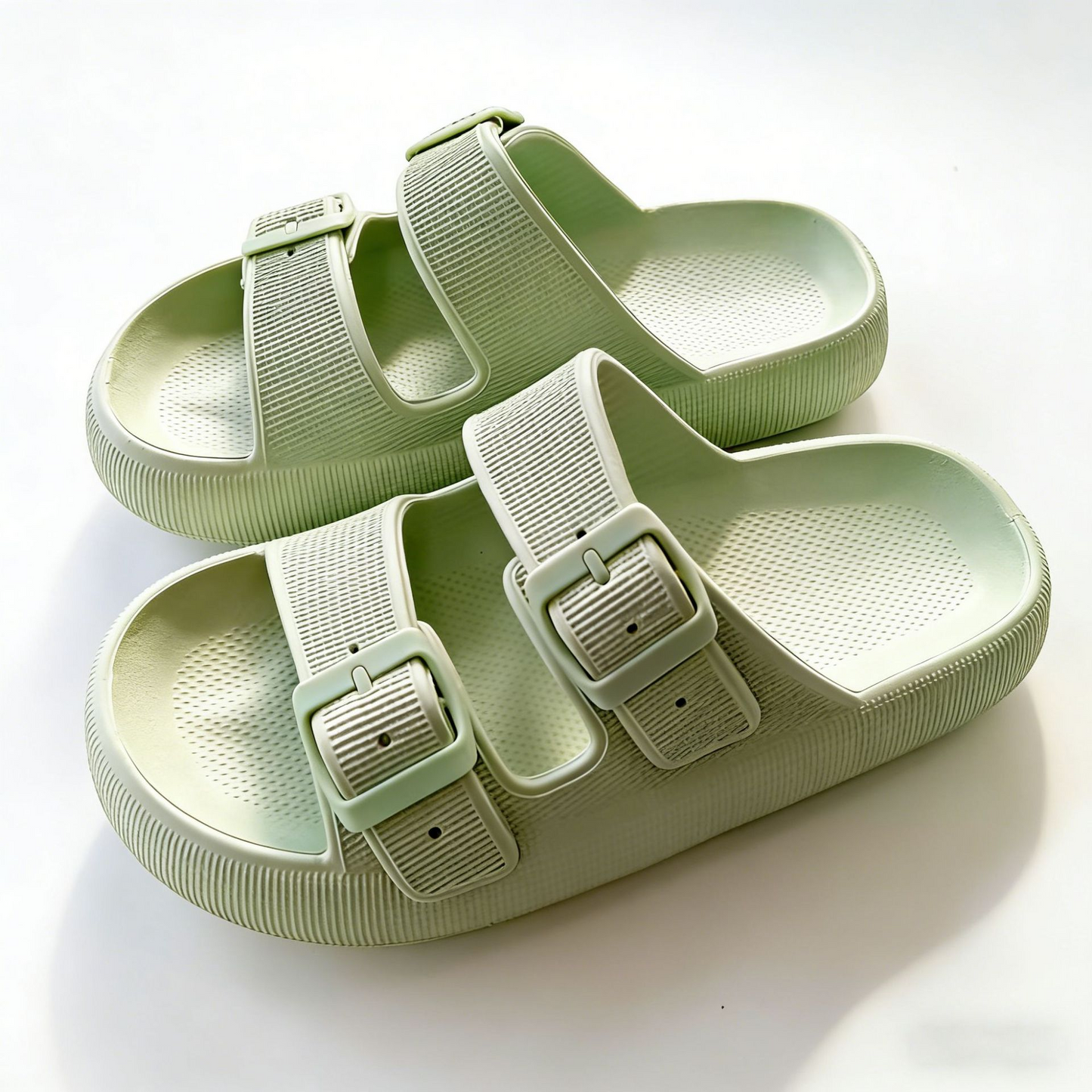 Light luxury double button thick soled slippers