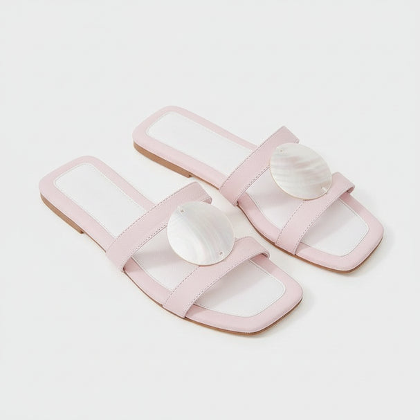 Chic Shell Decor Flat Slides