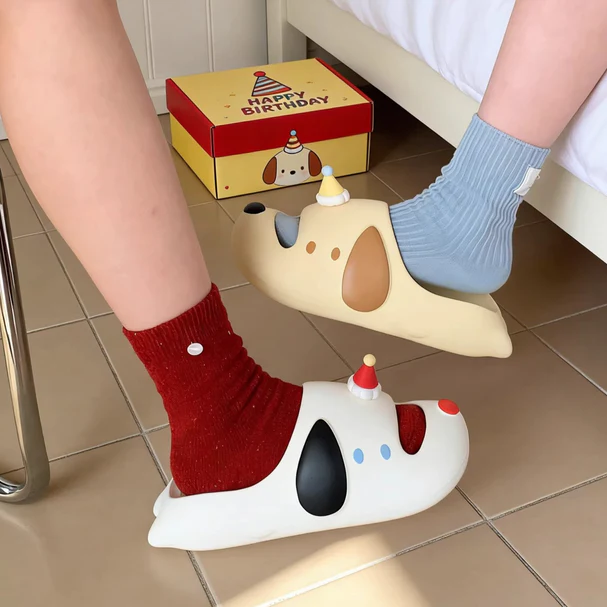 Playful Party Dog EVA Slides