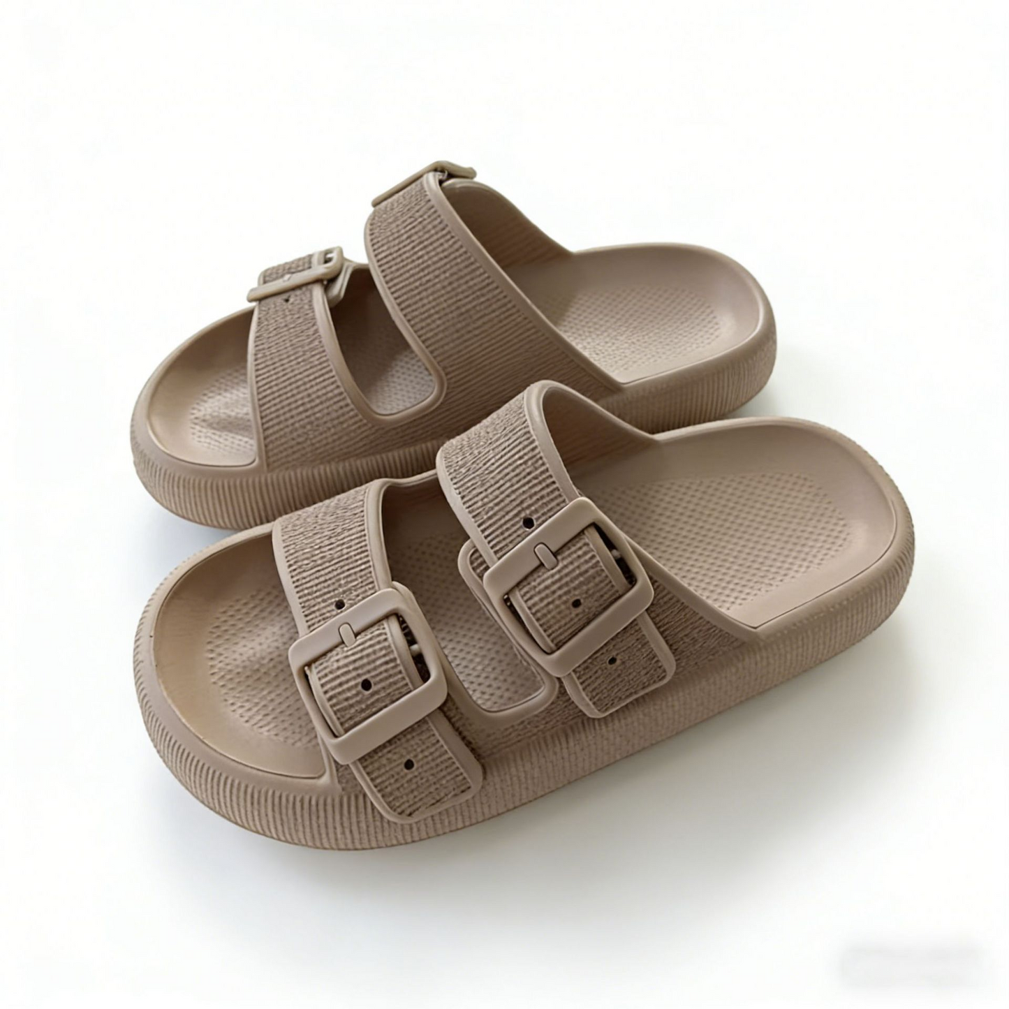 Light luxury double button thick soled slippers