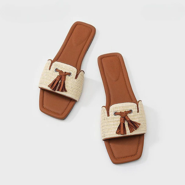 Chic Woven Tassel Summer Slides