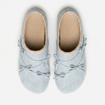 Bow accessories lace thick soled women's slippers