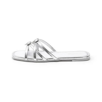 Sparkling Heart Strappy Flat Slides