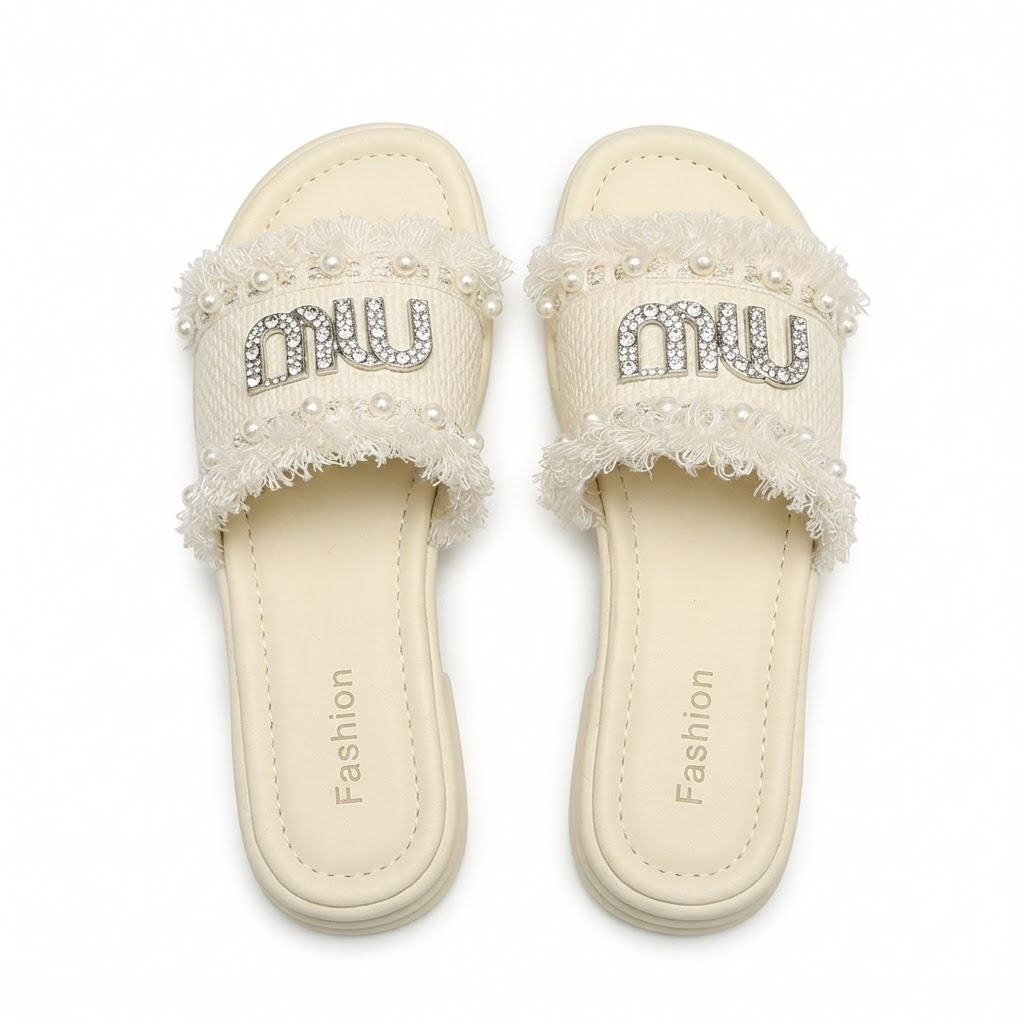 French style one character beach soft soled slippers
