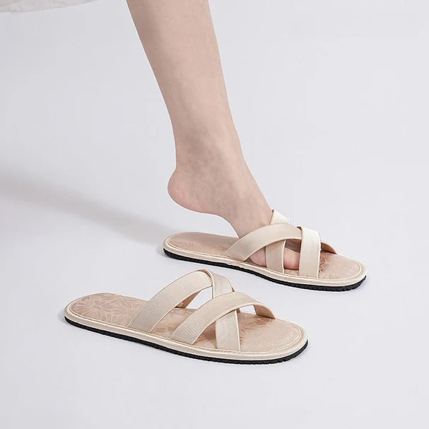 Satin Cross Strap Slides