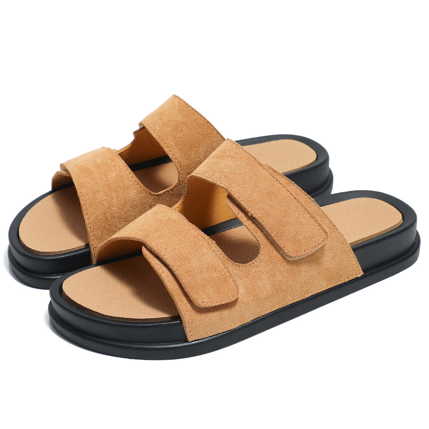 Leather Velcro Soft Bottom Beach Men's Slippers