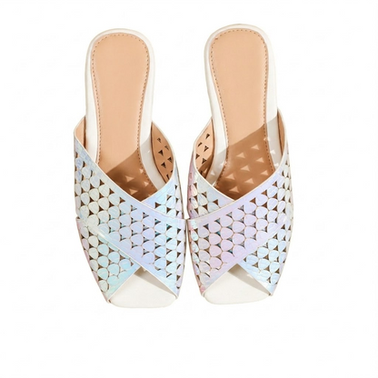 Hollow cross belt women's beach slippers
