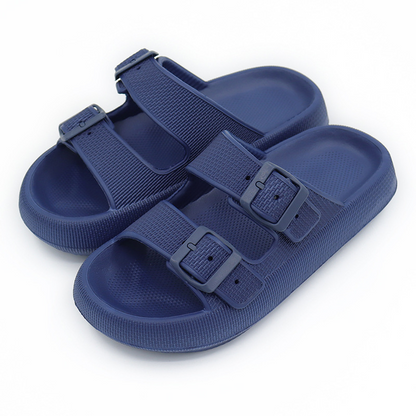 Light luxury double button thick soled slippers