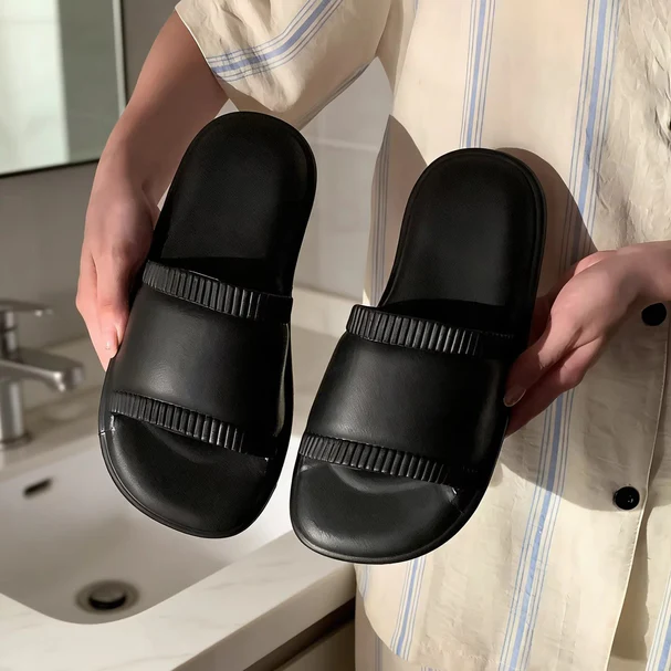 Minimalist Ribbed Soft Shower Slides