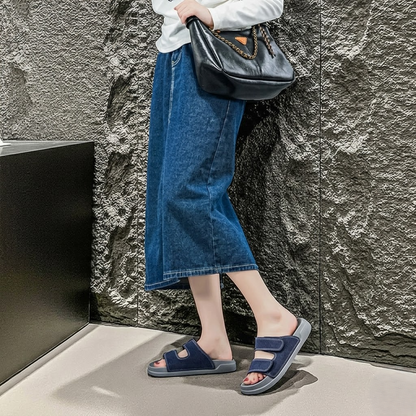 Couple leather soft soled beach sandals
