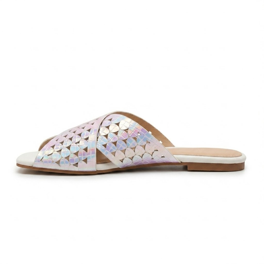 Hollow cross belt women's beach slippers
