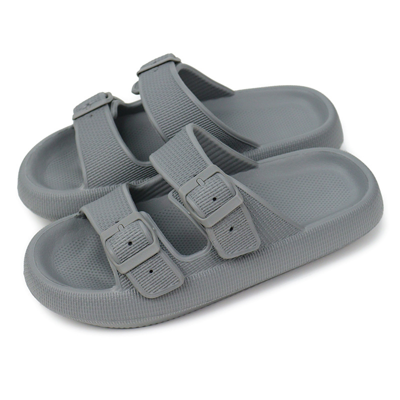 Light luxury double button thick soled slippers