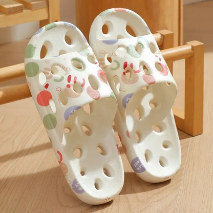 Bathroom specific hollow out anti slip slippers