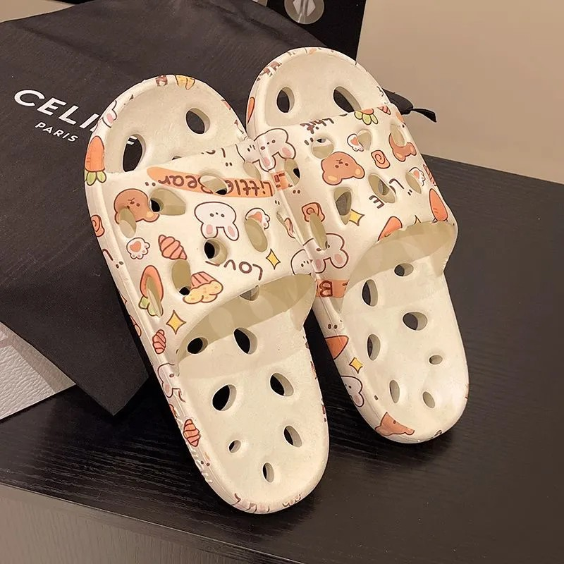Bathroom specific hollow out anti slip slippers