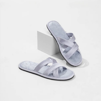 Satin Cross Strap Slides
