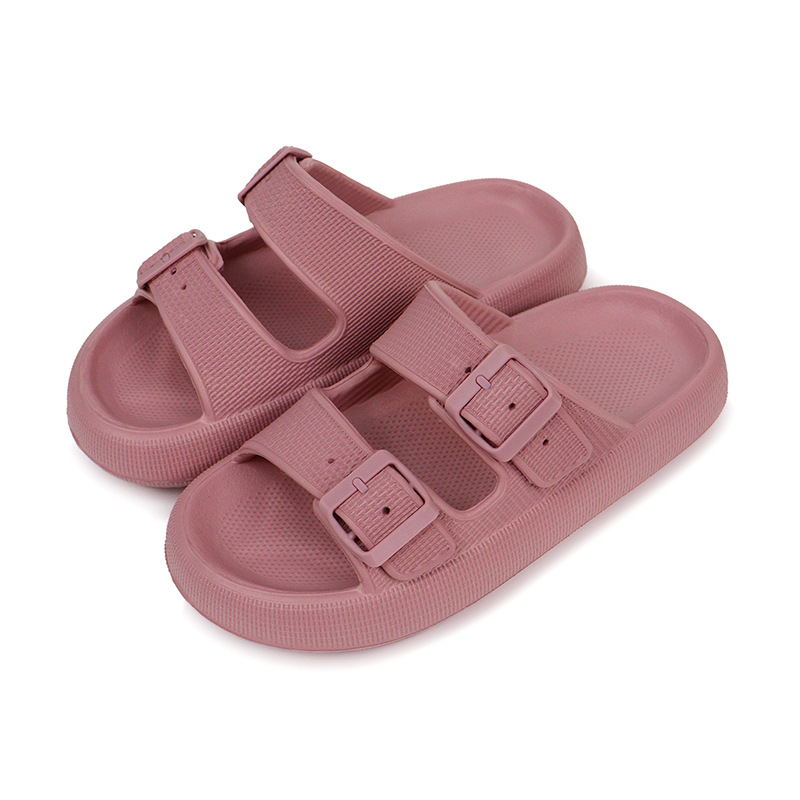 Light luxury double button thick soled slippers