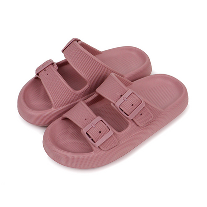Light luxury double button thick soled slippers