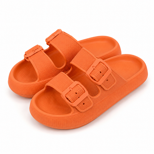 Light luxury double button thick soled slippers