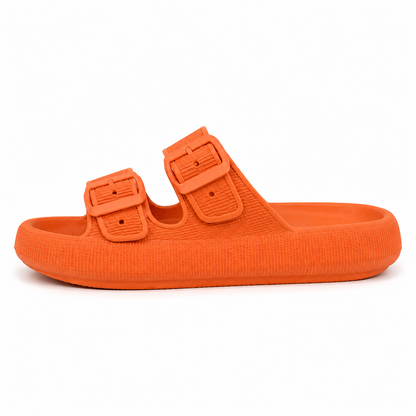 Light luxury double button thick soled slippers
