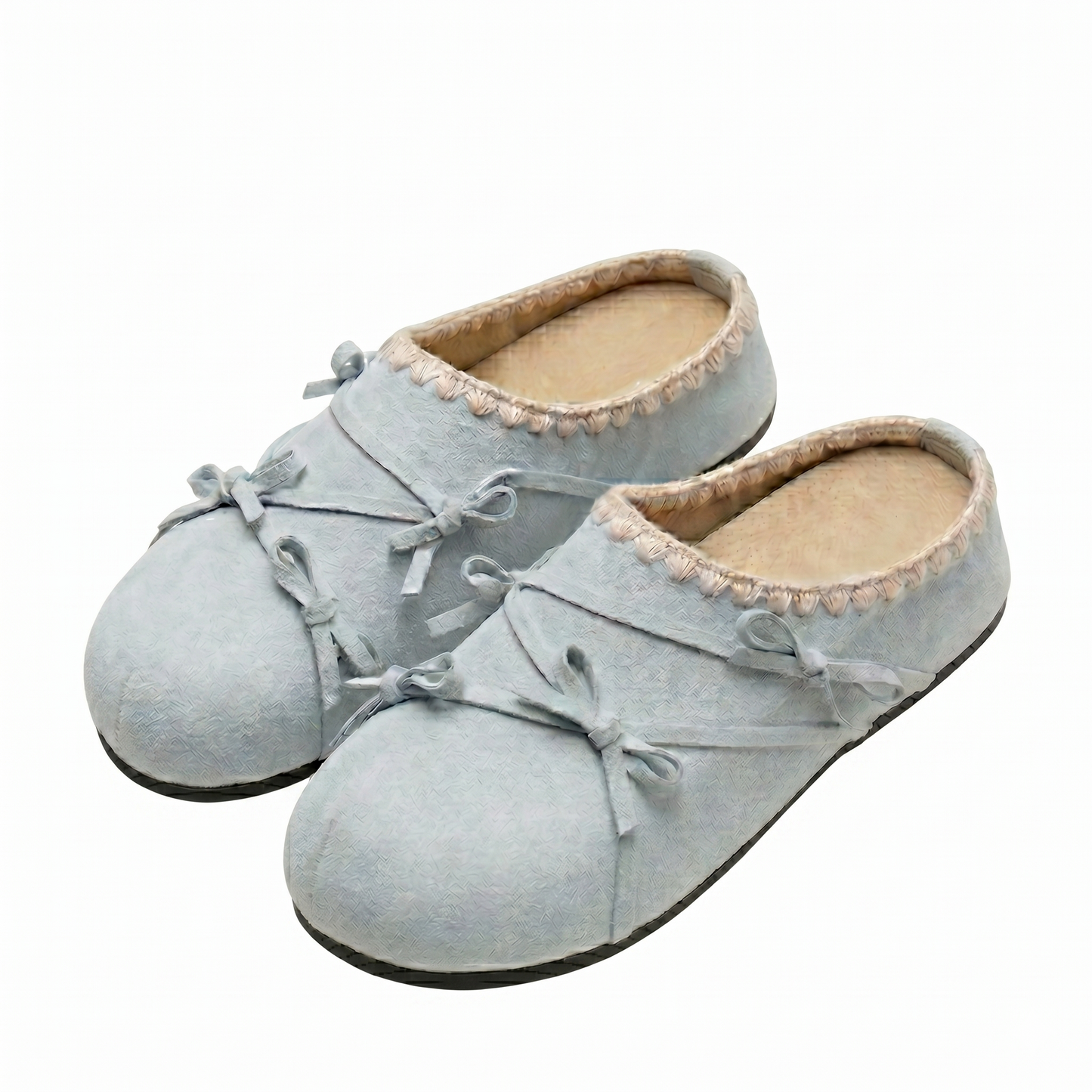 Bow accessories lace thick soled women's slippers