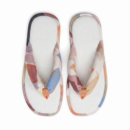 Puffy Geometric Strap Beach Flip Flops