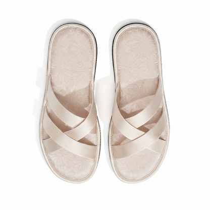 Satin Cross Strap Slides