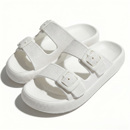 Light luxury double button thick soled slippers