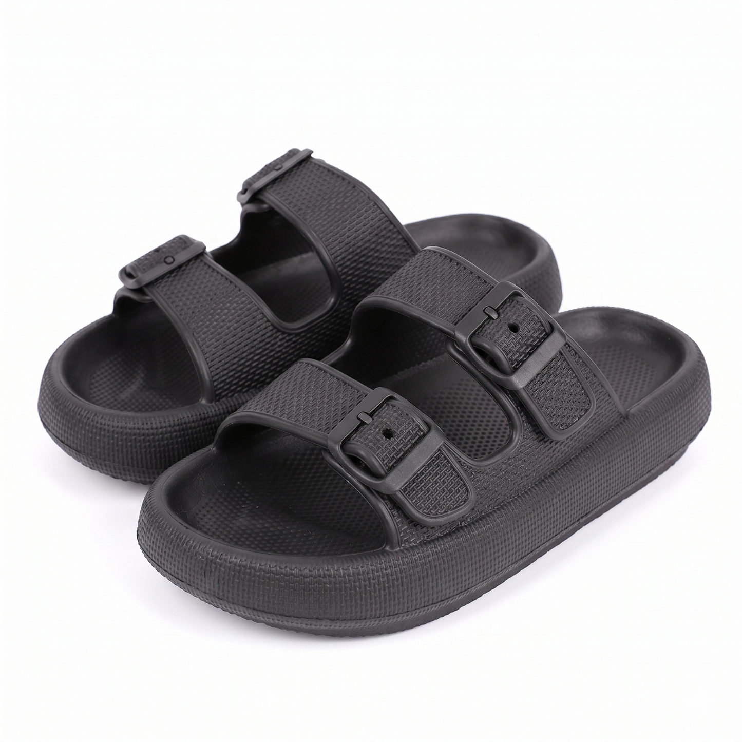 Light luxury double button thick soled slippers