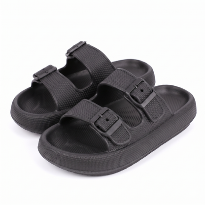 Light luxury double button thick soled slippers